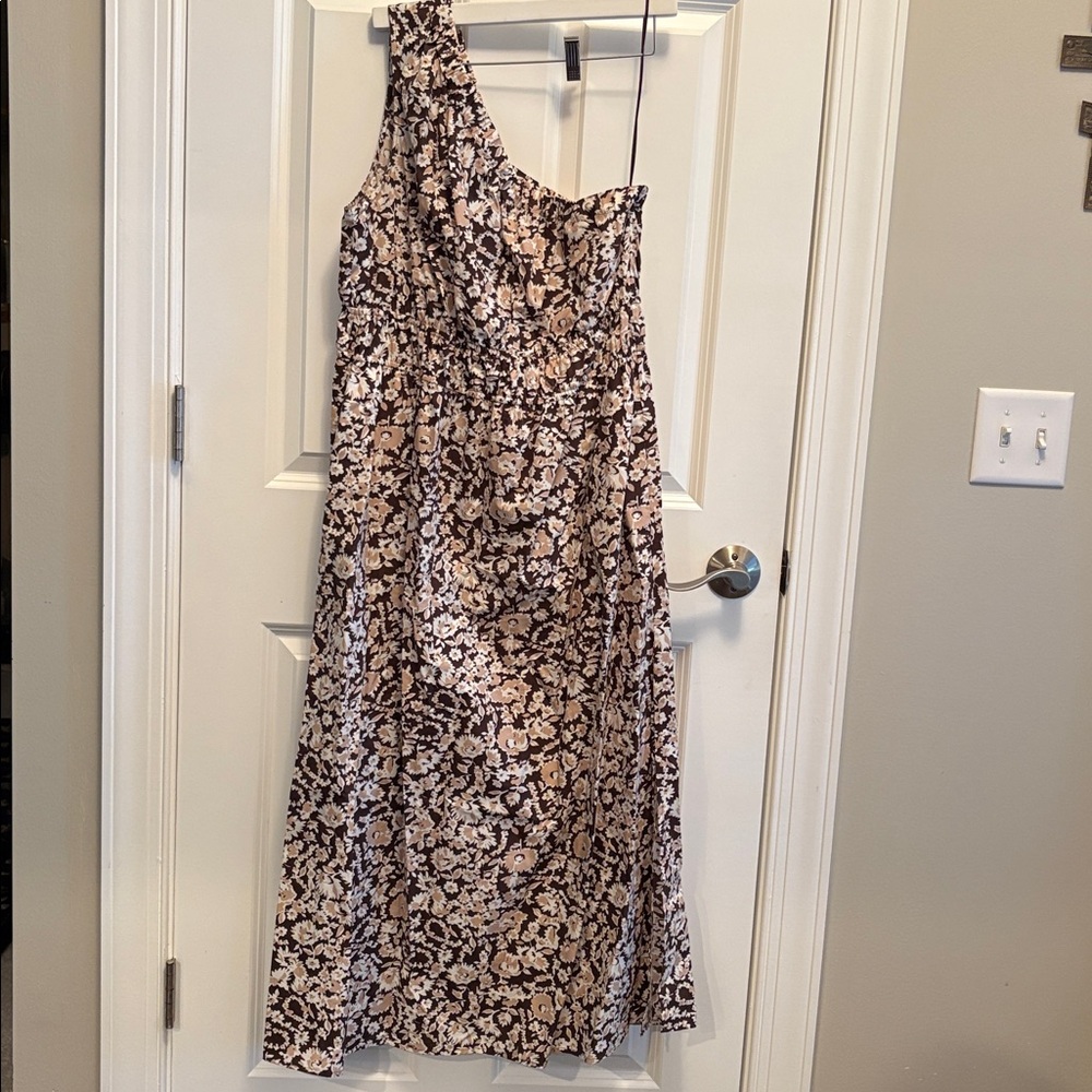 Rails One Shoulder Floral Dress - Brown and Cream